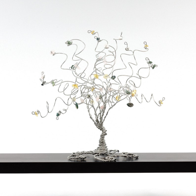 Gemstone Family Tree Birthstone Sculpture Mother Gift Grandmother Gift Tree of Life Wire Tree Sculpture Art Gem Tree image 8