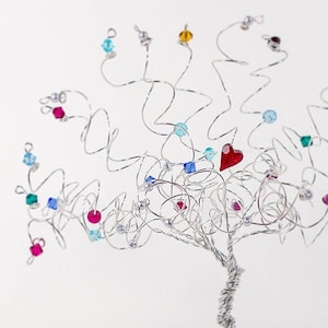 Heart of the Family Mother Grandmother Birthstone Family Tree Wire Tree Art Sculpture Custom Personalized Family Tree