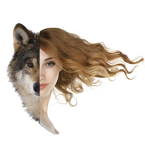 Collage Artwork Digital Collage Art Woman Wolf Surreal Art Digital Art Collage Home Decor Wall Hanging