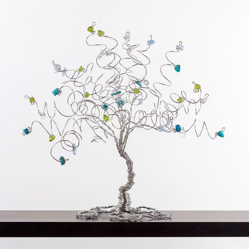 Gemstone Family Tree Birthstone Sculpture Mother Gift Grandmother Gift Tree of Life Wire Tree Sculpture Art Gem Tree image 5