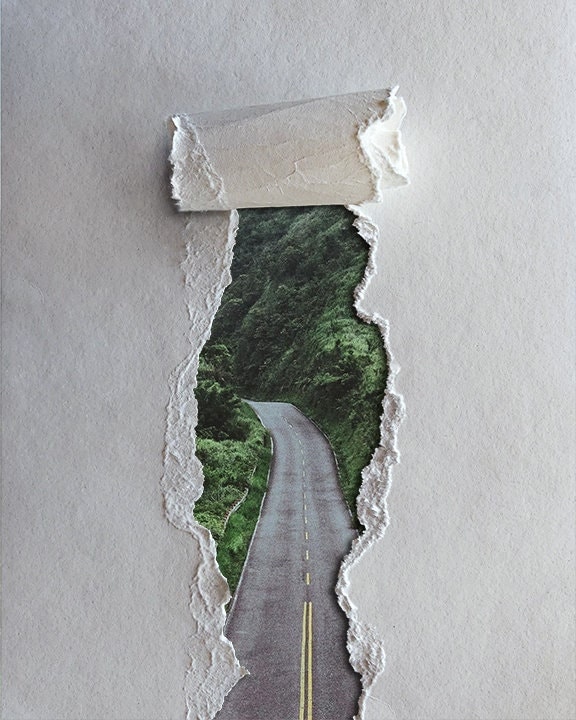Paper Route Graphics Paper Route Collage Art Print Digital Art Print Surreal Art Paper ...