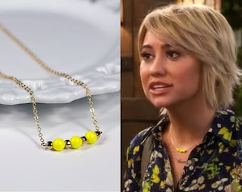 As seen on TV As seen on Baby Daddy Necklace Yellow Swarovski Pearl Bar Necklace Bright Neon Yellow Choker Necklace