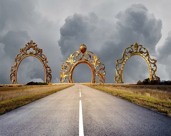 Collage Artwork Digital Collage Art Surreal Art Digital Art Collage Road Golden Arches Home Decor Wall Hanging
