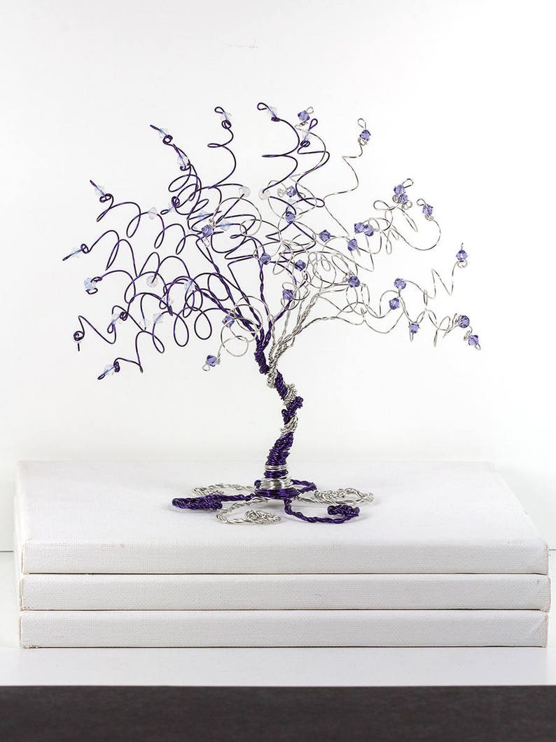 Entwined When Two Become One Wedding Cake Topper Tree Custom Wire Sculpture image 1
