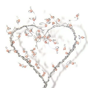 Wedding Cake Topper Heart Tree Topiary Custom Wire Beaded Sculpture Valentines Day Anniversary Birthday Gift