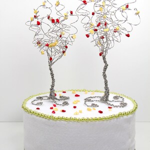 Two Trees Cake Topper Custom Wedding Cake Topper Pair of Wire Tree Sculptures image 2