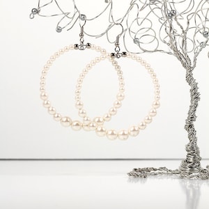 Pearl Hoops Large Hoop Earrings With Swarovski Pearls