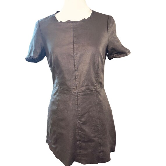 Muubaa Black 100% Goat Nappa Leather Mini Dress Minimalist Luxury View 4
