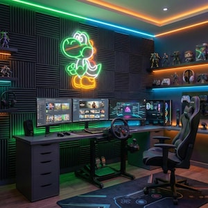 Yoshi Neon Sign, Super Mario LED Light for Game Room Wall Decor