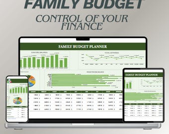 Family Budget Planner Excel & Google Sheets | Monthly, Yearly Budget Tracker | Income, Expenses Savings for Smart Money Management