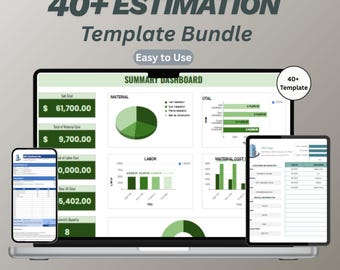 40+ Estimation Template Bundle | Excel Google Sheets | Construction Contractor Cost Estimate, Project Budget, Time Resource Estimator