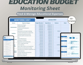 Education Budget Monitoring Template Excel & Google Sheets | School Expense Tracker | Academic Finance Planner