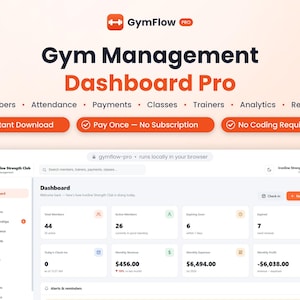 Gym Management Dashboard | Member, Membership, Attendance and Payment Tracker | Offline Software for Studios & Trainers