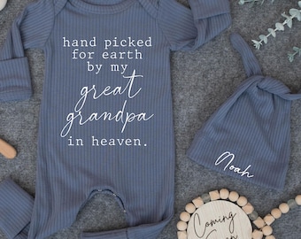 Custom Hand Picked for Earth by My Grandma in Heaven Bodysuit, Pregnancy Announcement, Baby Shower Gift, Set Baby Clothes, Newborn Outfits