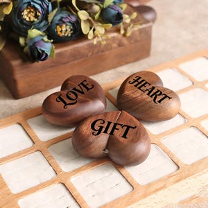 Customized Pocket Heart Walnut Ring Box | Portable Proposal Box | Mother’s Day Gift, Graduation Gift, Wedding Ring Case
