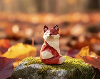 Handmade Wooden Fox Charm | 1.57'' Rustic Animal Totem Ornament | Mini Blessing Fox Keychain | Gift for Nature Lover
