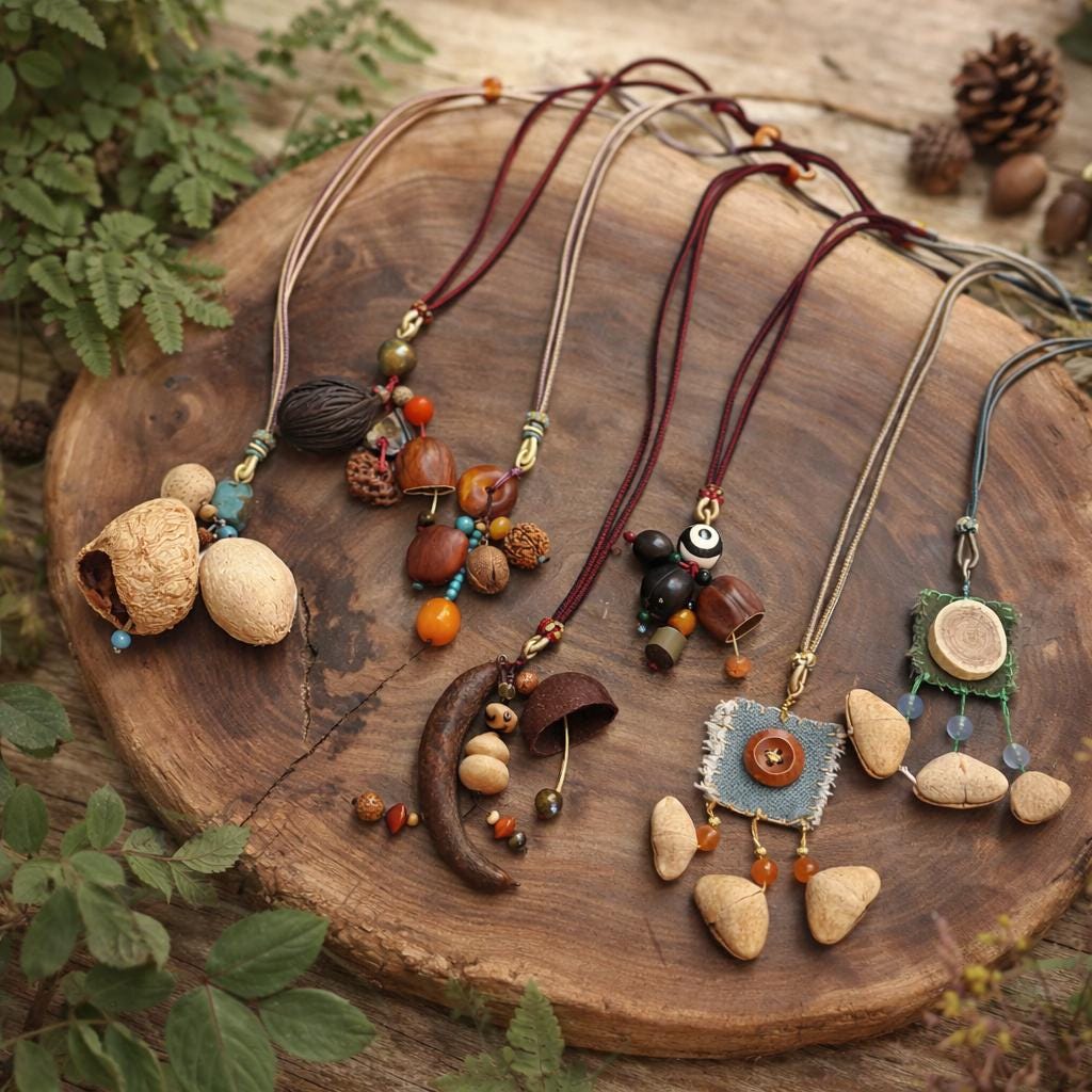 Natural materials art wood necklace - Etsy 日本