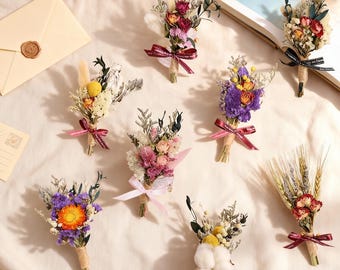 Boutonnière para casamento na primavera | Corsage floral rústico | Acessório para festa de casamento | Broche de rosa | Presente para noivo e padrinhos | Decoração boho para casa