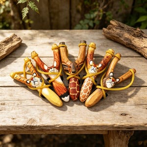Tirachinas de madera tallado a mano artesanal personalizado / Escultura de animal vintage / Catapulta decorativa de madera para hombres / Regalo de cumpleaños personalizado para niño