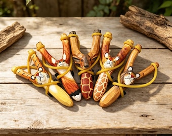 Custom Artisan Hand Carved Wood Slingshot | Vintage Animal Sculpture | Decorative Wood Catapult for Men | Personalized Birthday Gift for Boy