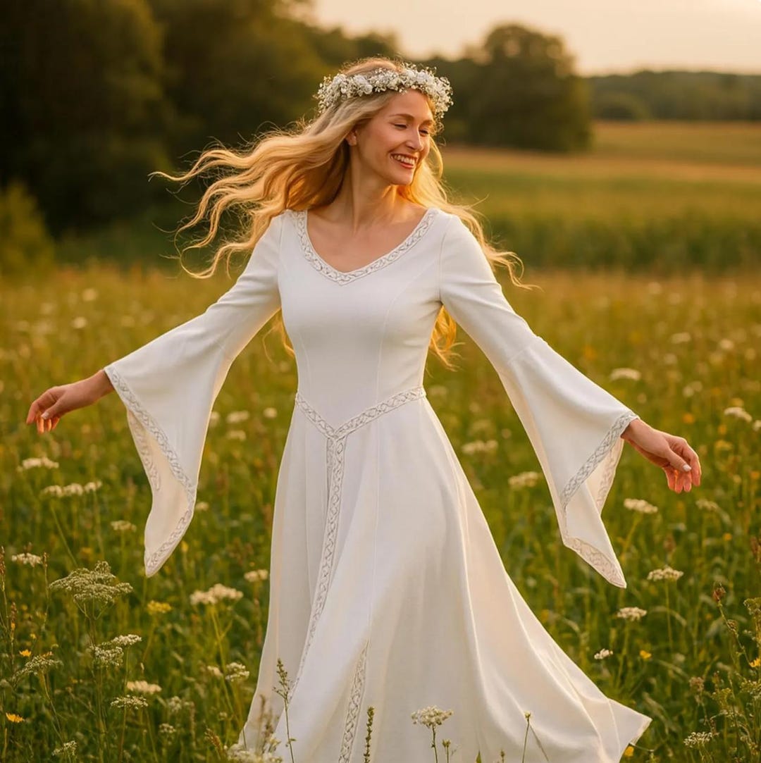 Women's Medieval Renaissance Dress – Elven & Viking Style – Long With ...