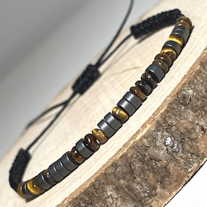 Tiger's Eye Morse Code Bracelets for Men: Personalized Secret Message, Memorial or Anniversary Jewelry