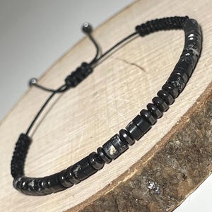 "Personalisiertes Morse-Code-Armband für Männer: Schwarzer Hämatit, ""Bis wir uns wiedersehen"" Schmuck."