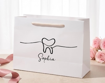Sac cadeau dentaire personnalisé, sac en papier dentaire personnalisé avec nom, sac souvenir pour dent perdue d'enfant, emballage cadeau pour fête de dentiste