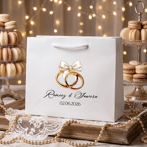 Sacola de presente de casamento personalizada, lembrança personalizada para o casal, sacola de lembrancinha para chá de panela, embalagem de presente de noivado, lembrança da data do casamento