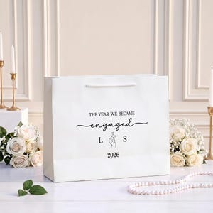 Custom Engaged Couple Gift Bag, Personalized Initials and Engagement Year, The Year We Became Engaged Gift for Fiancé Fiancée image 8