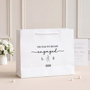 Custom Engaged Couple Gift Bag, Personalized Initials and Engagement Year, The Year We Became Engaged Gift for Fiancé Fiancée image 9