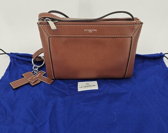 Sac Bandoulière Vintage Texier France - Cuir Noir, Porté Travers, Très Bon État Occasion