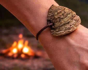 Zunderschwamm Armband Leder naturgegerbt | Bushcraft |  Zunder | Wald Amulett | Unisex