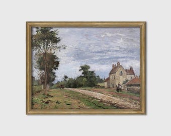 Antique French Landscape – Vintage Countryside Path Painting – Digital Print Download