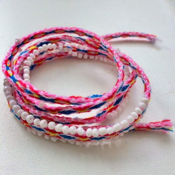 Wrap bracelet, colorful Friendship bracelet with small beads