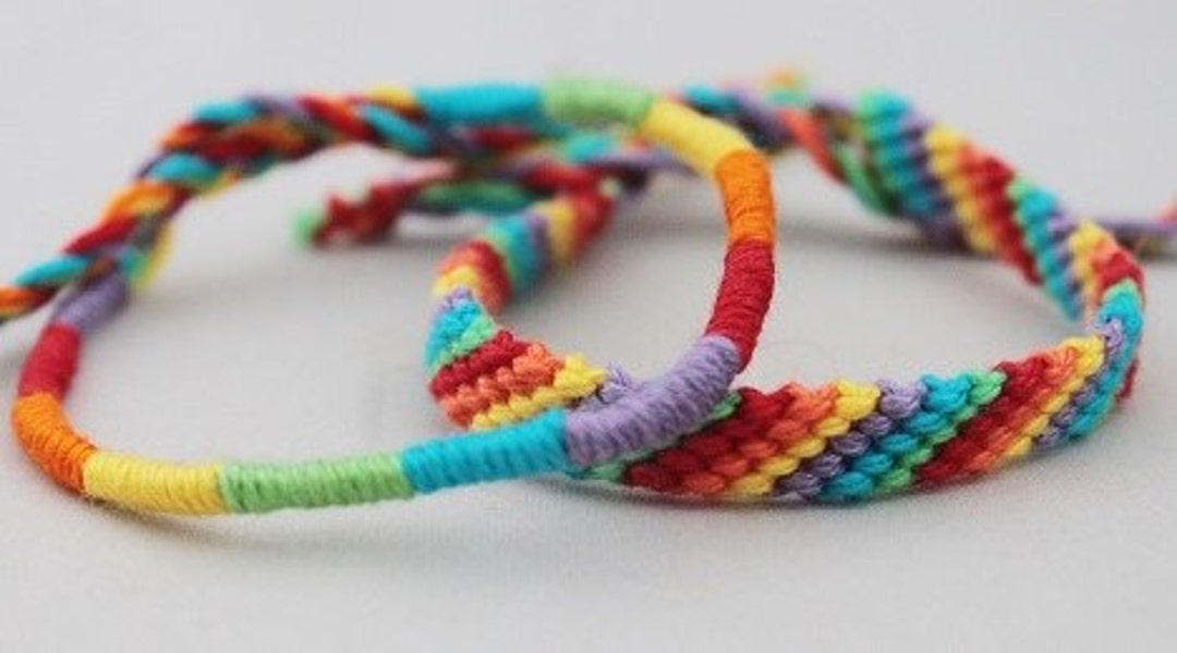 Rainbow Friendship Bracelet Set Colourful Knotted Macramé - Etsy