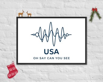 Sound Wave American Flag Art: Soundwave Design Created From the