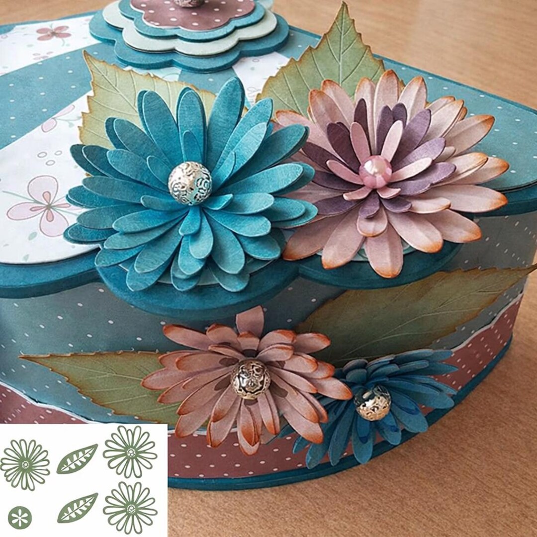 Rose Flower & Leaf Metal Die Cuts, Floral Cutting Dies for Card Making ...