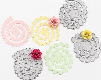 8pcs 3D Flower Spiral Metal Cutting Dies DIY Scrapbooking Card Embossing Crafts