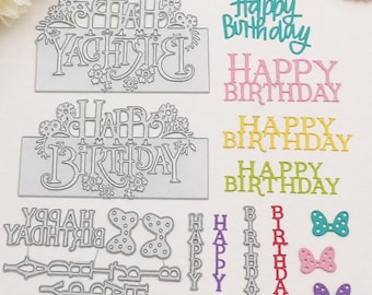 3 Sets Happy Birthday Metal Cutting Dies – Butterfly Stencils for Card Making & Embossing