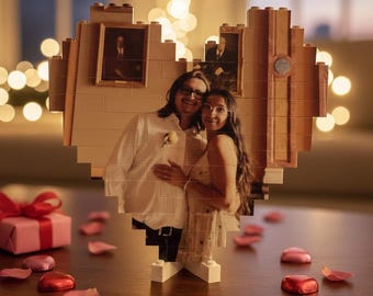 Blocchi da costruzione con foto a forma di cuore, regalo di anniversario, blocchi da costruzione con foto personalizzate, matrimonio, regali per lui, regali per lei