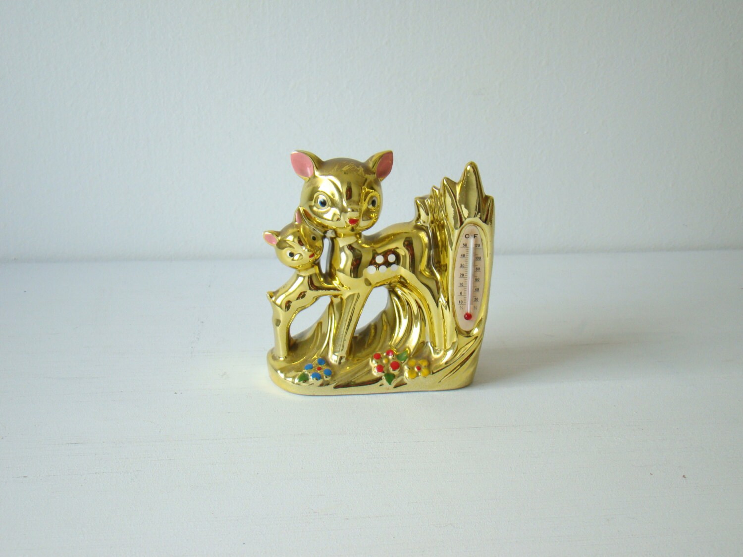 Cerf Debout en Céramique d'or et Planteur de Faon/Support Stylo Bureau