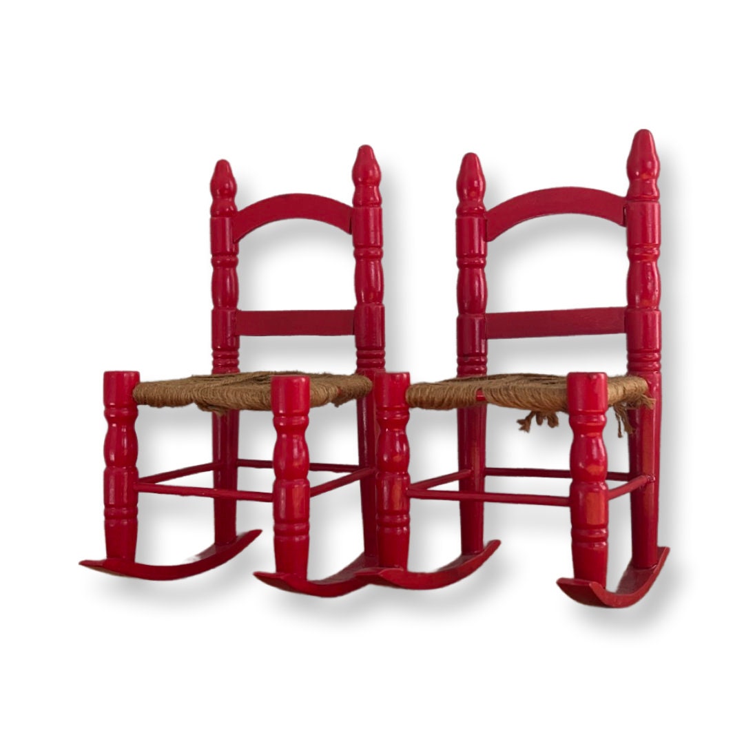 Pair of Vintage Red Rocking Chairs - Etsy
