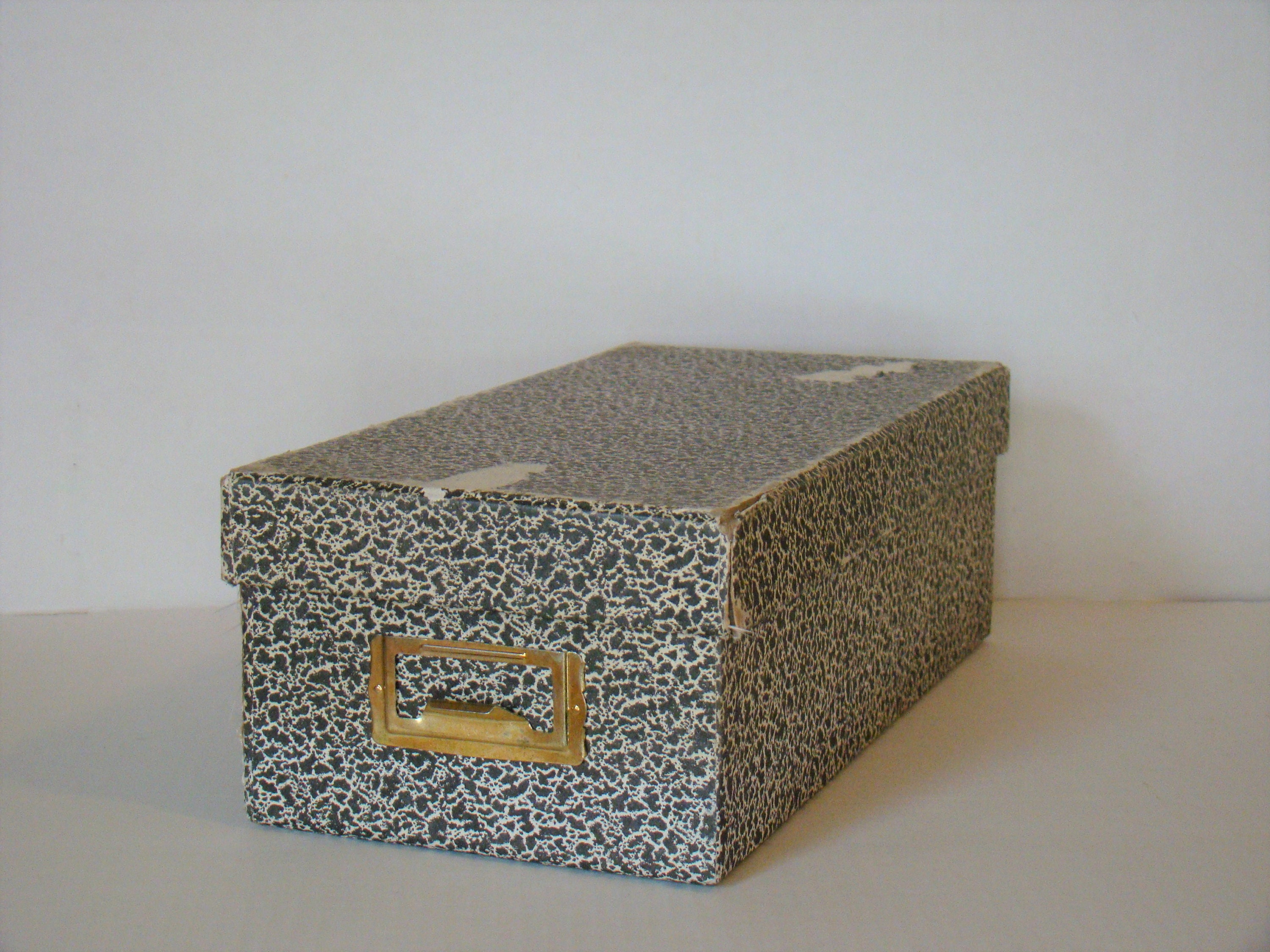 Boîte de Carte Fichier Bureau Vintage, Boîte Stockage avec Le Métal, Plateau d'index d'agate
