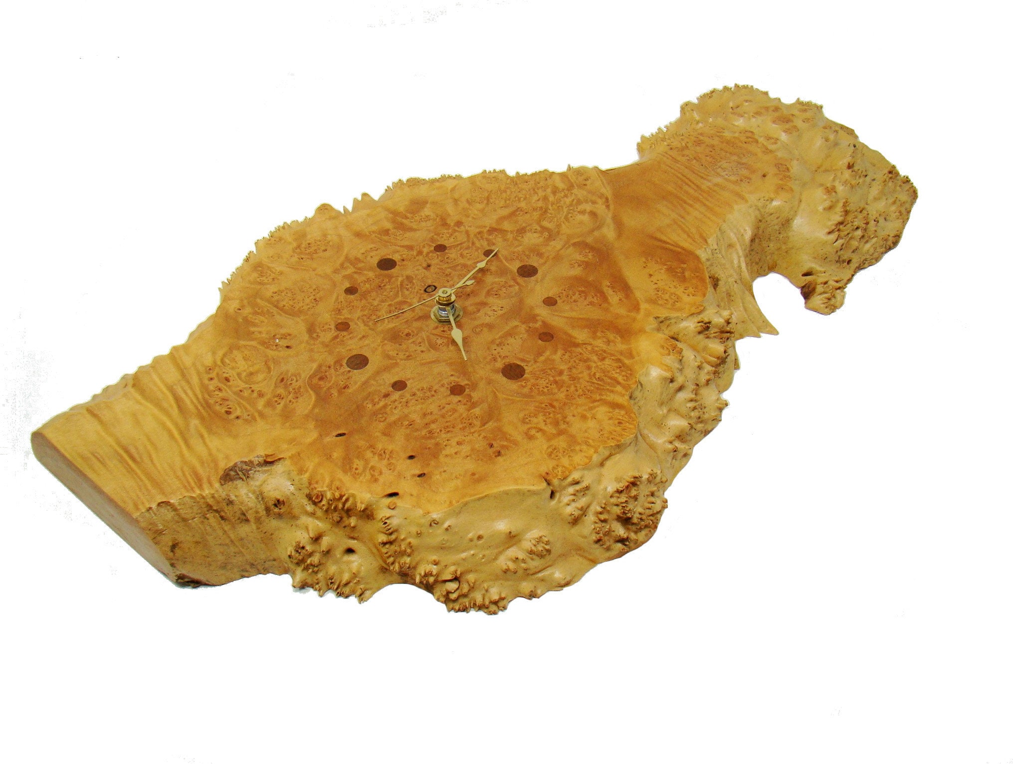 Rustique Maple Burl Wall Clock, Vintage Hanging, Spiky Wood 20 Par 10