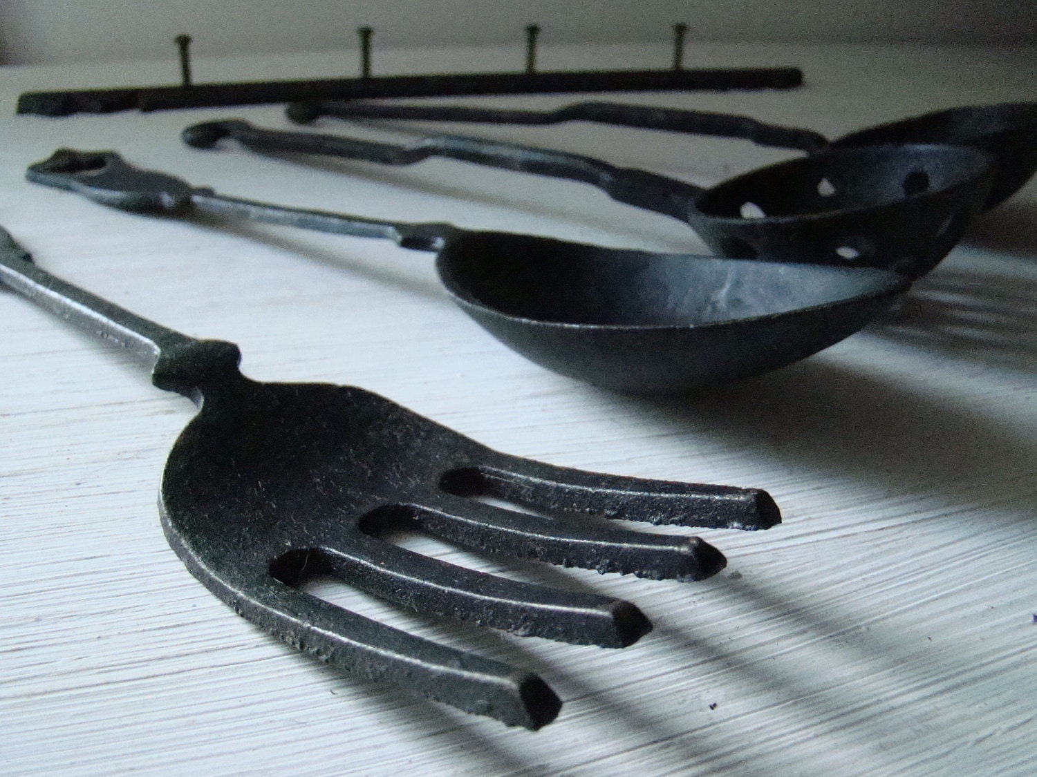 Vintage cast iron kitchen utensils rustic set of four with Etsy