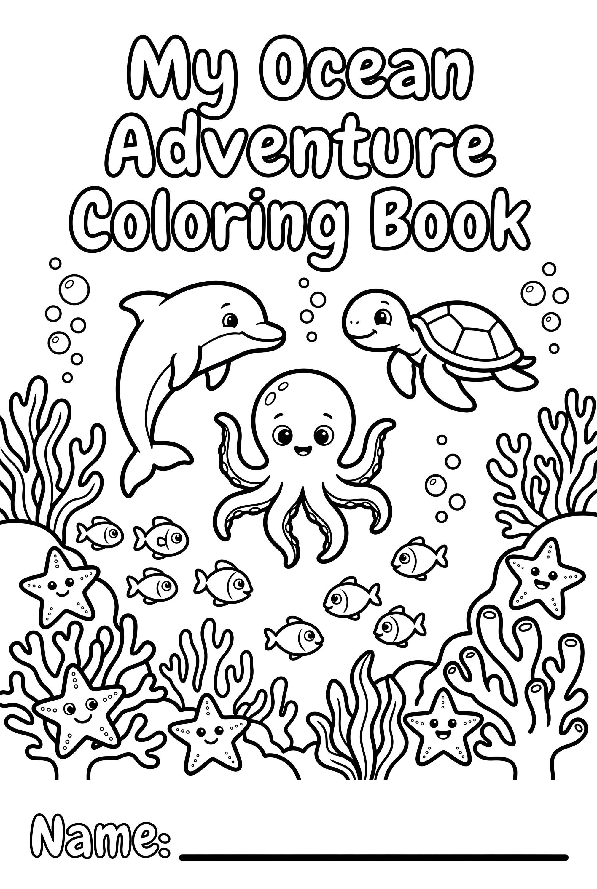 Ocean Adventure Coloring Book for Kids, Underwater Sea Life Animals ...