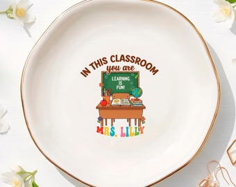 Plato para anillos personalizado para profesores, plato para joyas de agradecimiento para profesores en el aula, lindo plato para baratijas de profesores, recuerdo de agradecimiento para profesores