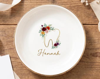 Custom Tandarts Trinket Schotel Elegante Tand Sieraden Lade voor Mondhygiënist Kantoor Decor Toekomstige Tandarts Afstudeercadeau