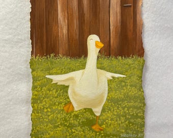 Goose in Spring | Original Gouache Painting